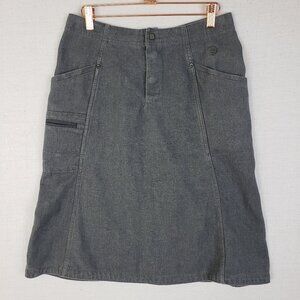 Mountain Hardwear Midi Skirt Corduroy Hemp Blend Gray A-line Pockets Size 4